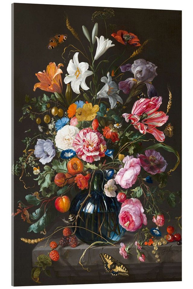 Posterlounge Acrylglasbild Jan Davidsz de Heem, Vase mit Blumen, Wohnzimmer Malerei von Posterlounge