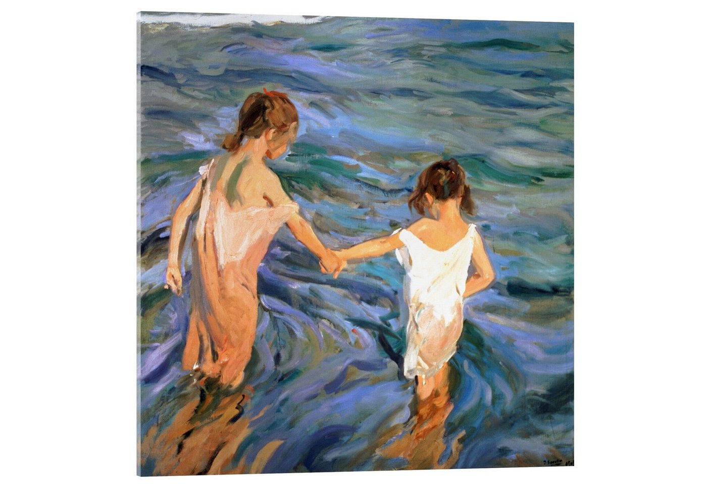 Posterlounge Acrylglasbild Joaquín Sorolla y Bastida, Kinder im Meer, Badezimmer Maritim Malerei von Posterlounge