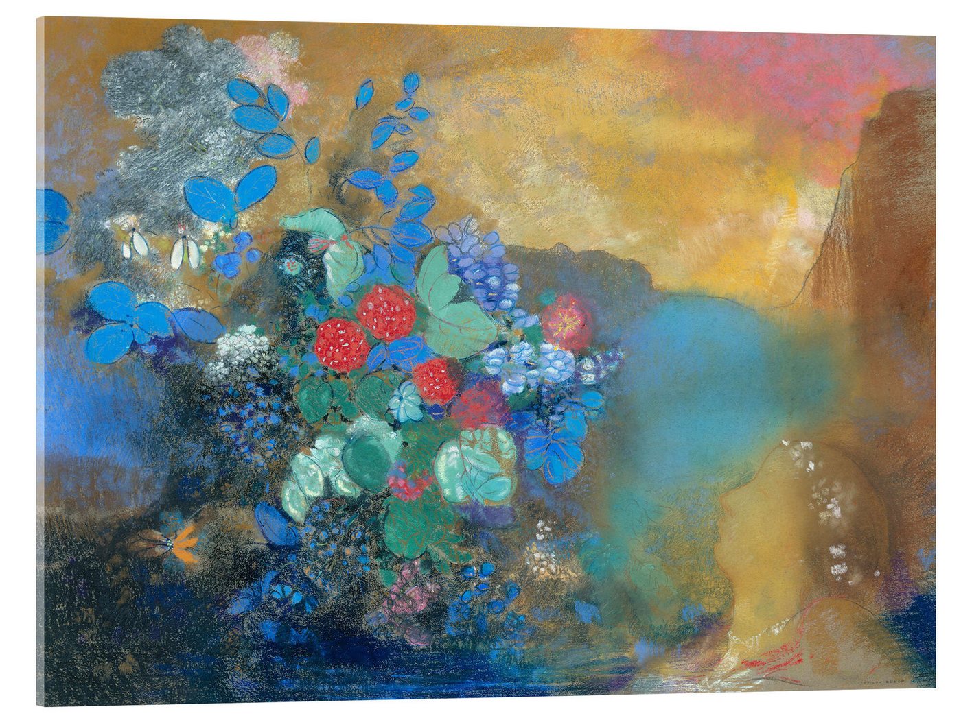 Posterlounge Acrylglasbild Odilon Redon, Ophelia unter den Blumen, Malerei von Posterlounge