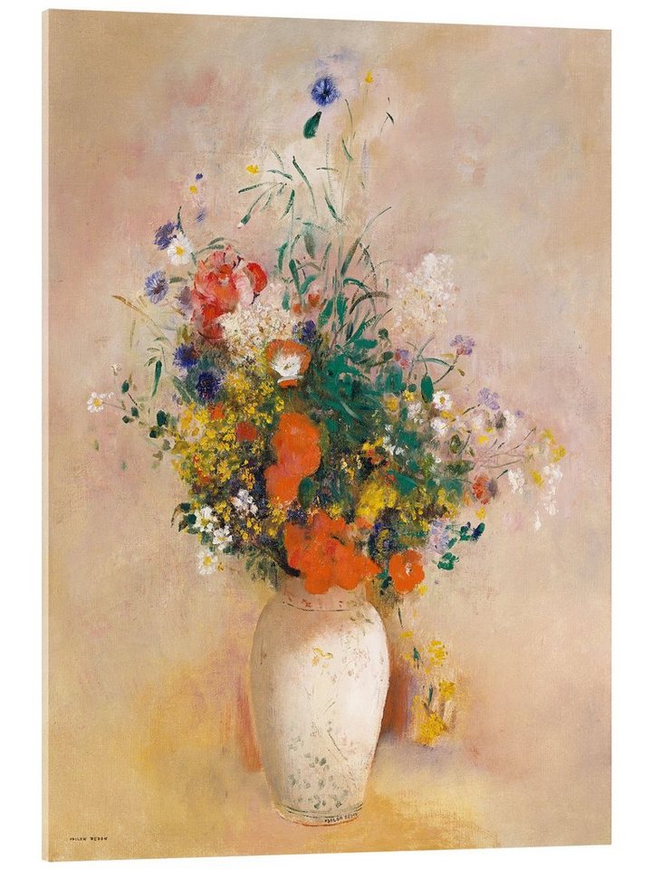 Posterlounge Acrylglasbild Odilon Redon, Vase mit Blumen, Malerei von Posterlounge