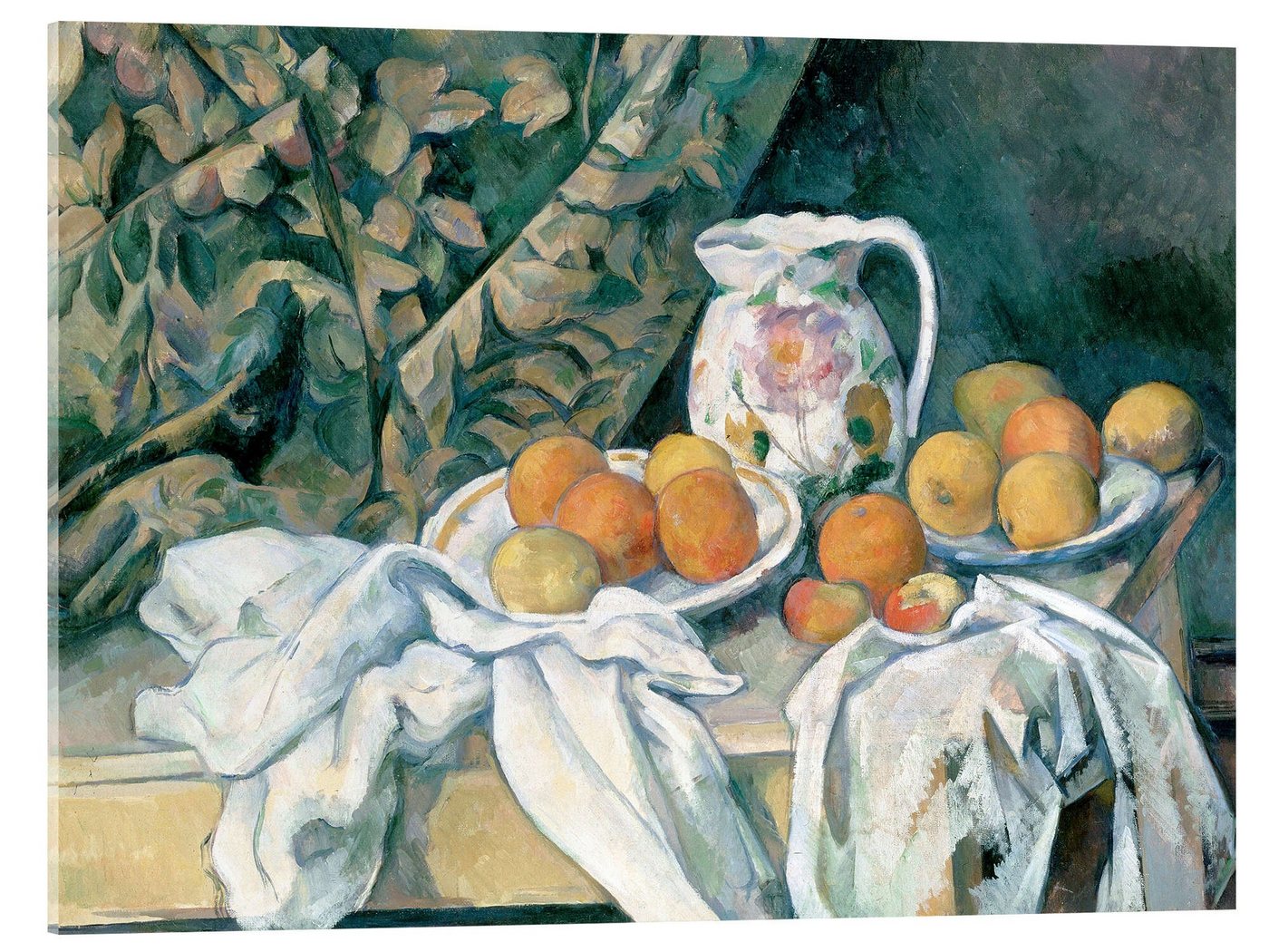Posterlounge Acrylglasbild Paul Cézanne, Stilleben mit Vorhang, Malerei von Posterlounge