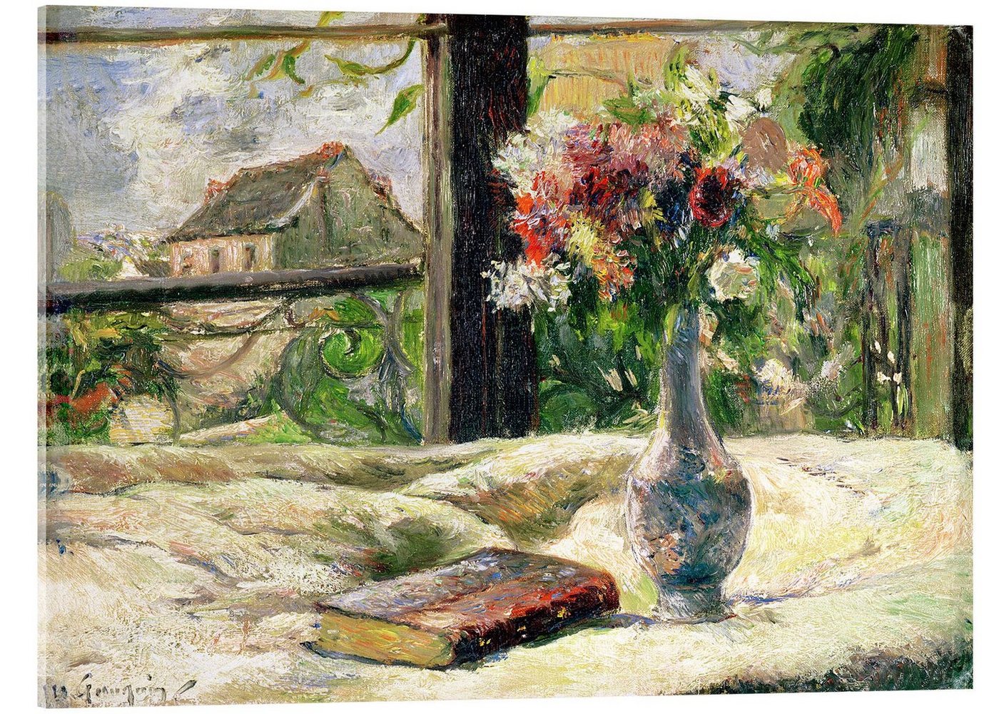 Posterlounge Acrylglasbild Paul Gauguin, Vase mit Blumen, Malerei von Posterlounge