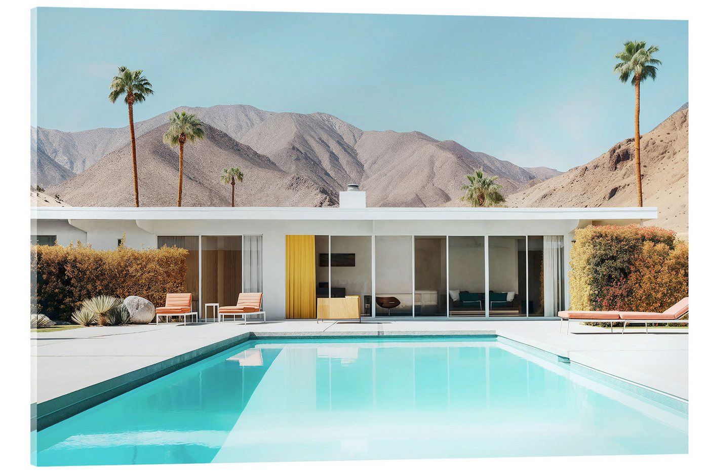 Posterlounge Acrylglasbild Philippe HUGONNARD, California Dreaming - Palm Springs Pool in der Wüste von Posterlounge