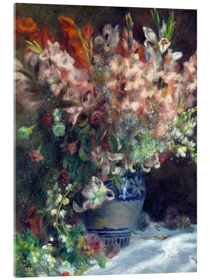Posterlounge Acrylglasbild Pierre-Auguste Renoir, Gladiolen in einer Vase, Malerei von Posterlounge