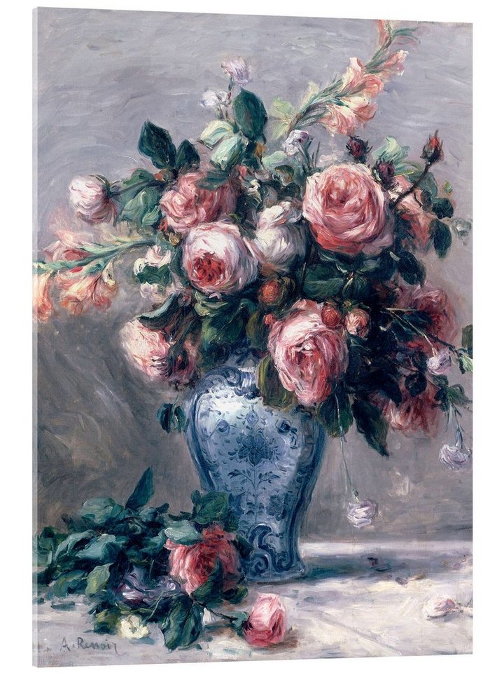 Posterlounge Acrylglasbild Pierre-Auguste Renoir, Vase mit Rosen, Malerei von Posterlounge