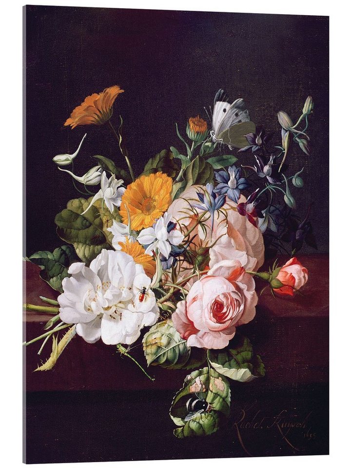 Posterlounge Acrylglasbild Rachel Ruysch, Vase mit Blumen, Malerei von Posterlounge