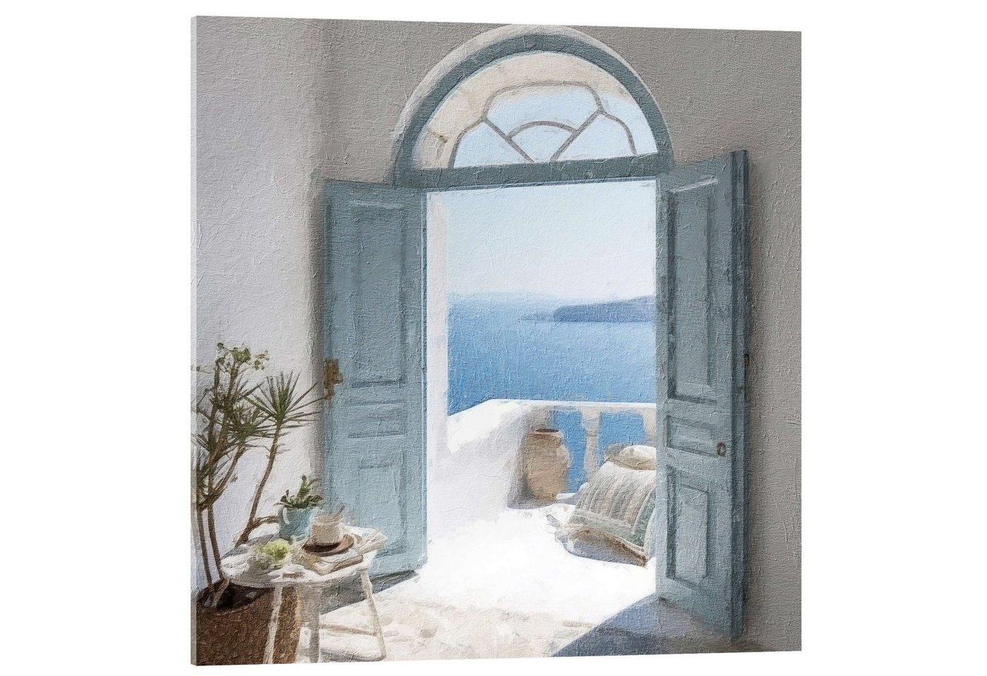 Posterlounge Acrylglasbild RileyB, Blaue Griechische Tür III, Badezimmer Mediterran von Posterlounge