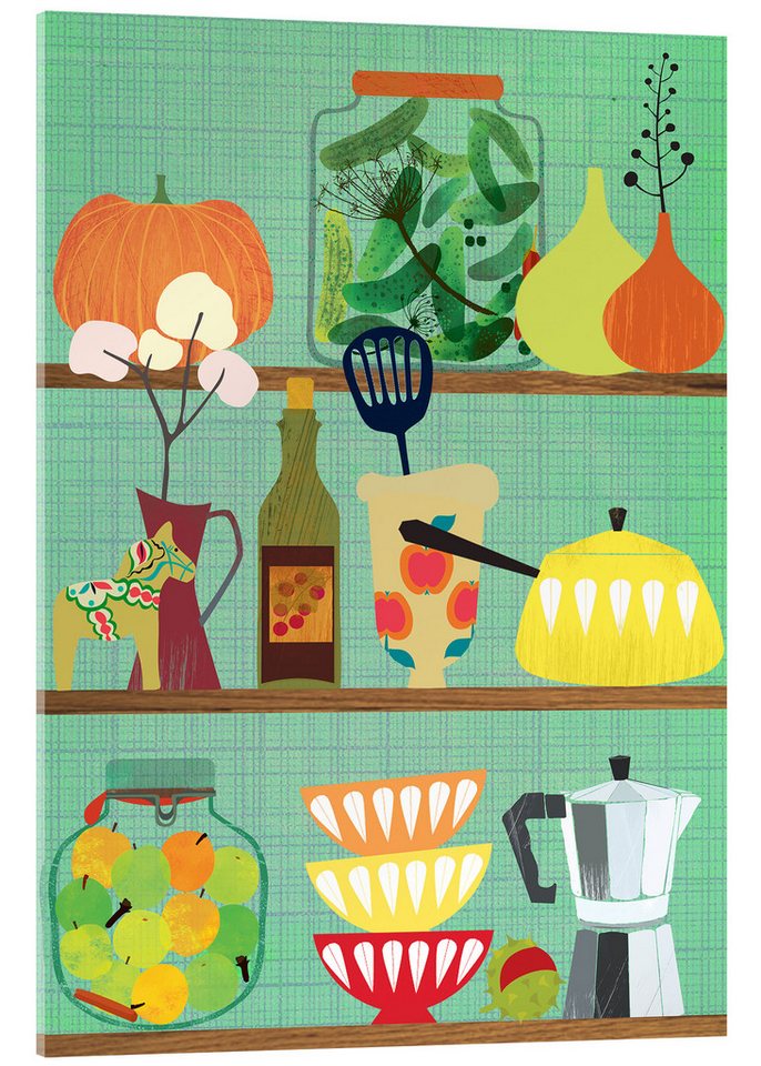 Posterlounge Acrylglasbild Taika Tori, Küchenregal II, Küche Illustration von Posterlounge