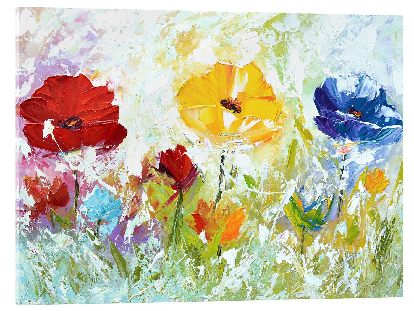 Posterlounge Acrylglasbild Theheartofart Gena, Drei abstrakte Blumen, Malerei von Posterlounge