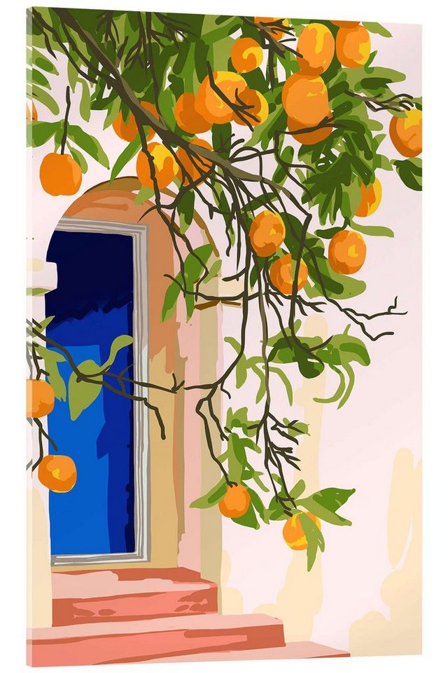 Posterlounge Acrylglasbild 83 Oranges, Der Orangenbaum vor der Tür, Digitale Kunst von Posterlounge