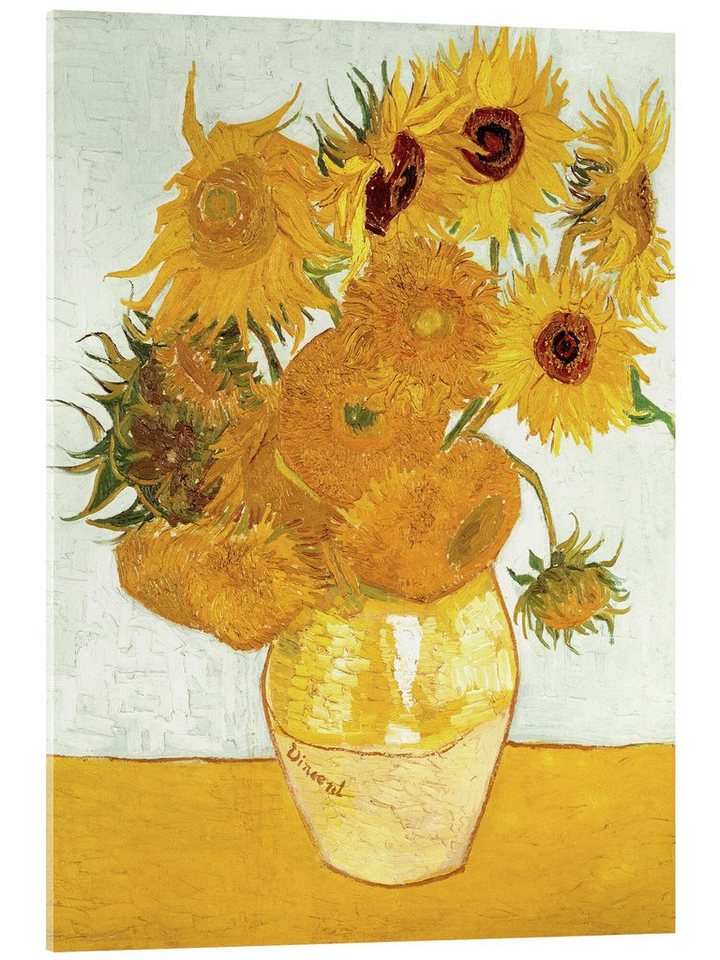 Posterlounge Acrylglasbild Vincent van Gogh, Zwölf Sonnenblumen in einer Vase, Wohnzimmer Malerei von Posterlounge