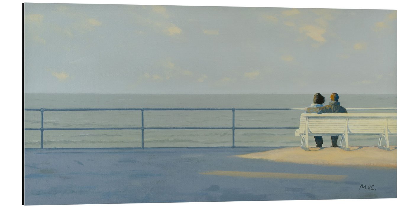 Posterlounge Alu-Dibond-Druck Mark van Crombrugge, Bank am Meer, Flur Maritim Malerei von Posterlounge