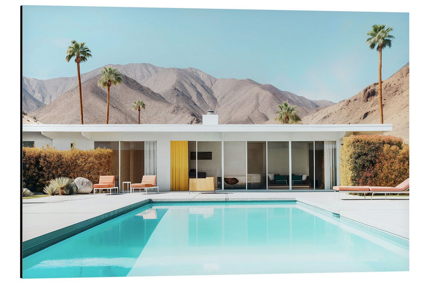 Posterlounge Alu-Dibond-Druck Philippe HUGONNARD, California Dreaming - Palm Springs Pool in der Wüste von Posterlounge