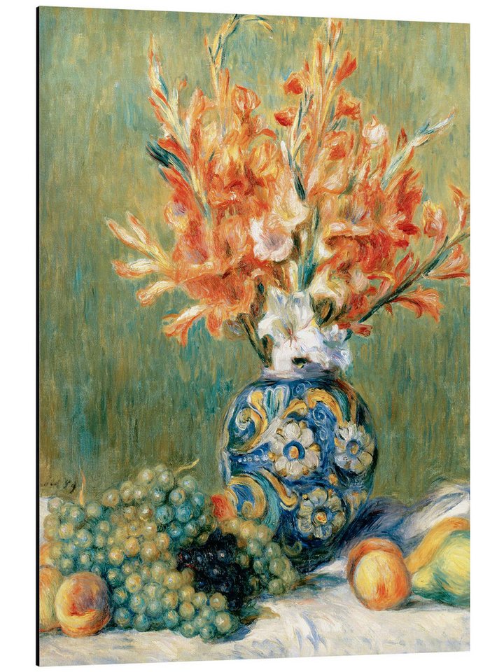 Posterlounge Alu-Dibond-Druck Pierre-Auguste Renoir, Stillleben mit Obst und Blumen, Malerei von Posterlounge
