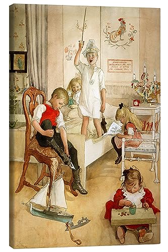 Posterlounge Am Morgen des Weihnachtstages Leinwandbild von Carl Larsson 60 x 90 cm Jugendstil Wanddeko von Posterlounge