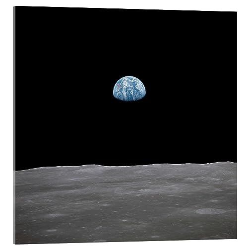 Posterlounge Apollo 11 Aufgang der Erde über dem Mond, Juli 1969 Acrylglasbild von NASA 100 x 100 cm Schwarz Lernen & Wissen Wanddeko von Posterlounge