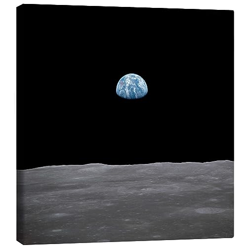 Posterlounge Apollo 11 Aufgang der Erde über dem Mond, Juli 1969 Leinwandbild von NASA 100 x 100 cm Schwarz Lernen & Wissen Wanddeko von Posterlounge