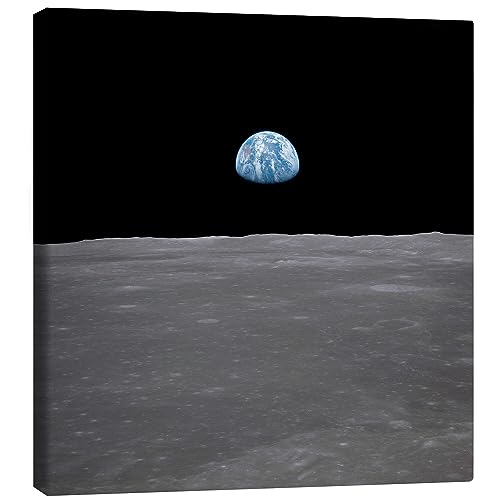 Posterlounge Apollo 11 – Aufgang der Erde über dem Mond Leinwandbild von NASA 50 x 50 cm Schwarz Lernen & Wissen Wanddeko von Posterlounge