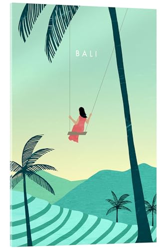 Posterlounge Bali Illustration Acrylglasbild von Katinka Reinke 60 x 90 cm Türkis Wandbilder Wanddeko von Posterlounge