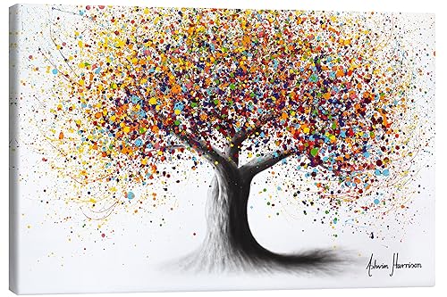 Posterlounge Baum mit Regenbogenseele Leinwandbild von Ashvin Harrison 60 x 40 cm Bunt Aquarell Malerei Wanddeko von Posterlounge