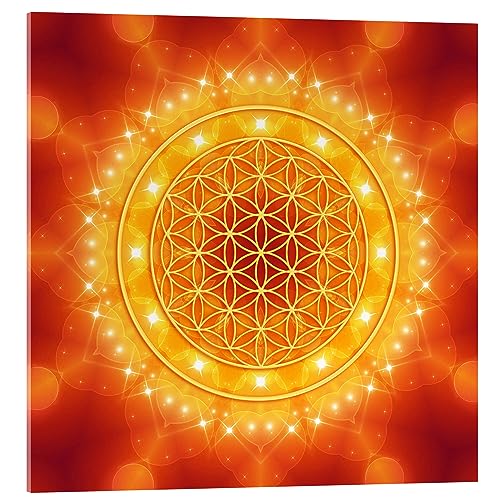 Posterlounge Blume des Lebens - Goldene Lichtenergie Acrylglasbild von Dolphins DreamDesign Wandbilder für jeden Raum 30 x 30 cm Spiritualität & Entspannung Wanddeko von Posterlounge