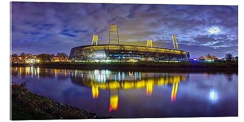 Posterlounge Bremer Stadion im Mondschein Acrylglasbild von Tanja Arnold Photography Wandbilder für jeden Raum 100 x 50 cm Architektur Wanddeko von Posterlounge