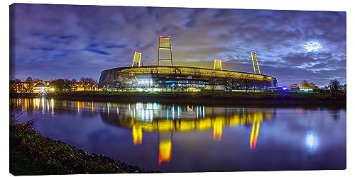 Posterlounge Bremer Stadion im Mondschein Leinwandbild von Tanja Arnold Photography Wandbilder für jeden Raum 120 x 60 cm Architektur Wanddeko von Posterlounge