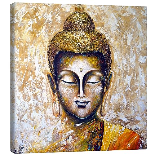 Posterlounge Buddha Leinwandbild von Theheartofart Gena Wandbilder für jeden Raum 50 x 50 cm Orange Impressionismus Wanddeko von Posterlounge