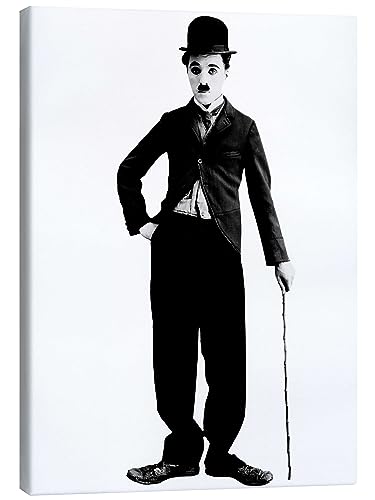Posterlounge Charlie Chaplin mit Gehstock Leinwandbild Wandbilder für jeden Raum 30 x 40 cm Schwarz-Weiß Schwarz-Weiß Fotografie Wanddeko von Posterlounge