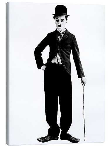 Posterlounge Charlie Chaplin mit Gehstock Leinwandbild Wandbilder für jeden Raum 70 x 90 cm Schwarz-Weiß Schwarz-Weiß Fotografie Wanddeko von Posterlounge