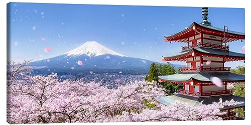 Posterlounge Chureito Pagode mit Berg Fuji in Fujiyoshida, Japan Leinwandbild von Jan Christopher Becke Wandbilder für jeden Raum 120 x 60 cm Blumen Wanddeko von Posterlounge