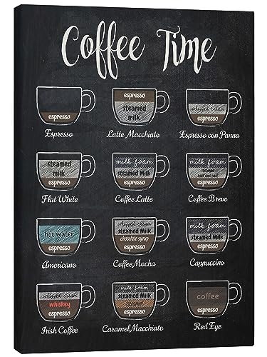 Posterlounge Coffee Time (Englisch) Leinwandbild 20 x 30 cm Schwarz Essen & Trinken Wanddeko von Posterlounge