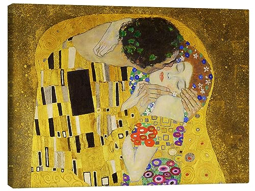 Posterlounge Der Kuss (Detail) III Leinwandbild von Gustav Klimt Wandbilder für jeden Raum 70 x 50 cm Gelb Jugendstil Wanddeko von Posterlounge