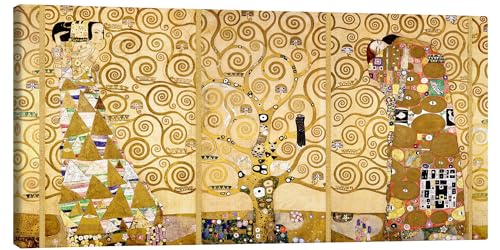 Posterlounge Der Lebensbaum (komplett) Leinwandbild von Gustav Klimt 100 x 50 cm Gelb Jugendstil Wanddeko von Posterlounge