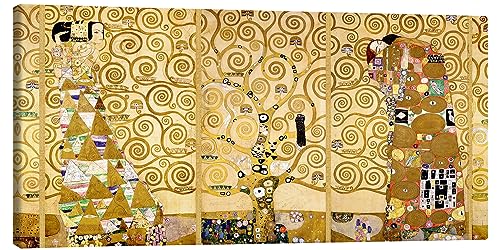 Posterlounge Der Lebensbaum (komplett) Leinwandbild von Gustav Klimt 80 x 40 cm Gelb Jugendstil Wanddeko von Posterlounge