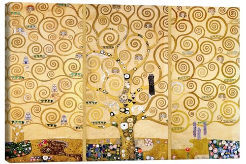 Posterlounge Der Lebensbaum Leinwandbild von Gustav Klimt 120 x 80 cm Gelb Jugendstil Wanddeko von Posterlounge