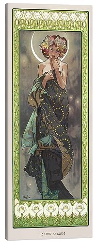 Posterlounge Der Mond und die Sterne - Der Mond (Clair de lune) Leinwandbild von Alfons Mucha 40 x 100 cm Jugendstil Wanddeko von Posterlounge