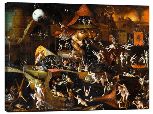 Posterlounge Die Qualen der Hölle Leinwandbild von Hieronymus Bosch 120 x 90 cm Braun Renaissance Wanddeko von Posterlounge