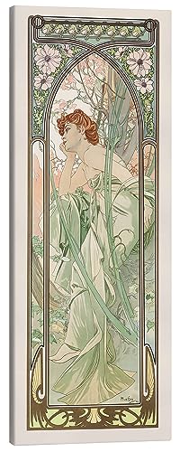 Posterlounge Die Vier Tageszeiten - Abendträumerei Leinwandbild von Alfons Mucha Wandbilder für jeden Raum 40 x 100 cm Jugendstil Wanddeko von Posterlounge