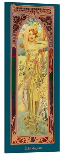 Posterlounge Die Vier Tageszeiten - Tagesschein (Éclat du jour) Acrylglasbild von Alfons Mucha 30 x 70 cm Petrol Jugendstil Wanddeko von Posterlounge