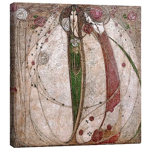 Posterlounge Die weiße Rose und die rote Rose Leinwandbild von Margaret MacDonald Mackintosh 100 x 100 cm Braun Jugendstil Wanddeko von Posterlounge