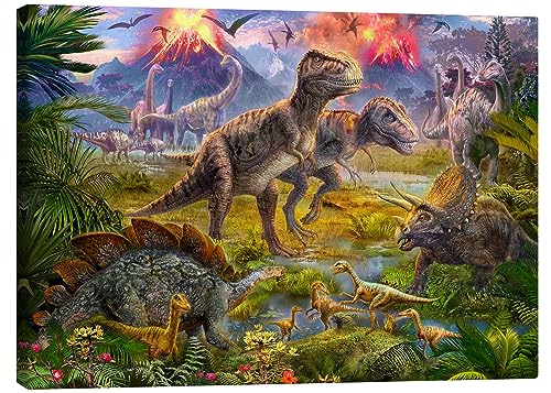 Posterlounge Dinosaurier Leinwandbild von Jan Patrik Krasny Wandbilder für jeden Raum 90 x 70 cm Landschaften Wanddeko von Posterlounge