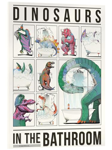Posterlounge Dinosaurier im Badezimmer Acrylglasbild von Wyatt9 30 x 40 cm Bunt Lustiges Wanddeko von Posterlounge
