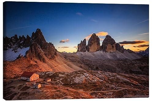 Posterlounge Dreizinnen dolomiten Leinwandbild von Muharrem Ünal 100 x 70 cm Landschaften Wanddeko von Posterlounge