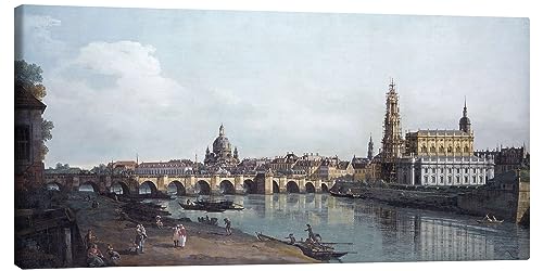 Posterlounge Dresden mit Augustusbrücke Leinwandbild von Bernardo Bellotto (Canaletto) Wandbilder für jeden Raum 120 x 60 cm Barock Wanddeko von Posterlounge