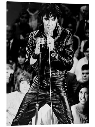 Posterlounge Elvis Presley Acrylglasbild 13 x 18 cm Schwarz-Weiß Wandbilder Wanddeko von Posterlounge