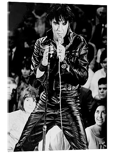 Posterlounge Elvis Presley Acrylglasbild 30 x 40 cm Schwarz-Weiß Nostalgie Wanddeko von Posterlounge
