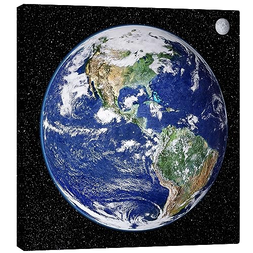 Posterlounge Erde aus dem All Leinwandbild von NASA Wandbilder für jeden Raum 100 x 100 cm Blau Lernen & Wissen Wanddeko von Posterlounge