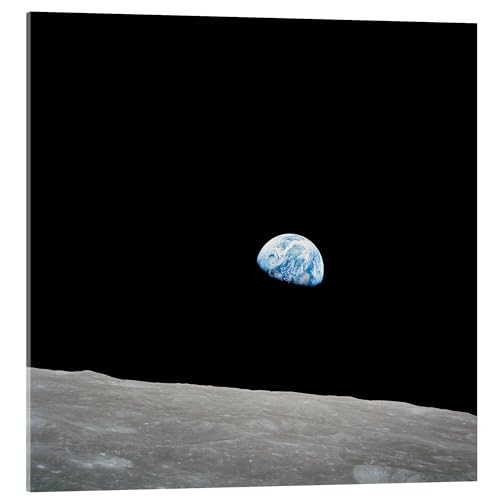 Posterlounge Erde aus der Sicht des Mondes Acrylglasbild von NASA 40 x 40 cm Schwarz Weltraum Wanddeko von Posterlounge