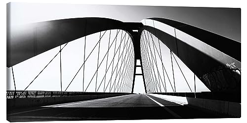 Posterlounge Fehmarnsundbrücke Leinwandbild von Falko Follert Wandbilder für jeden Raum 120 x 60 cm Schwarz-Weiß Schwarz-Weiß Fotografie Wanddeko von Posterlounge